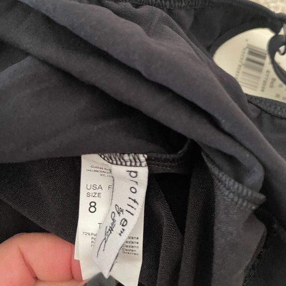 NWT Profile by Gottex Tutti Frutti Center Ruched V-Neck One Piece ~ Black ~ 8 - Picture 4 of 5